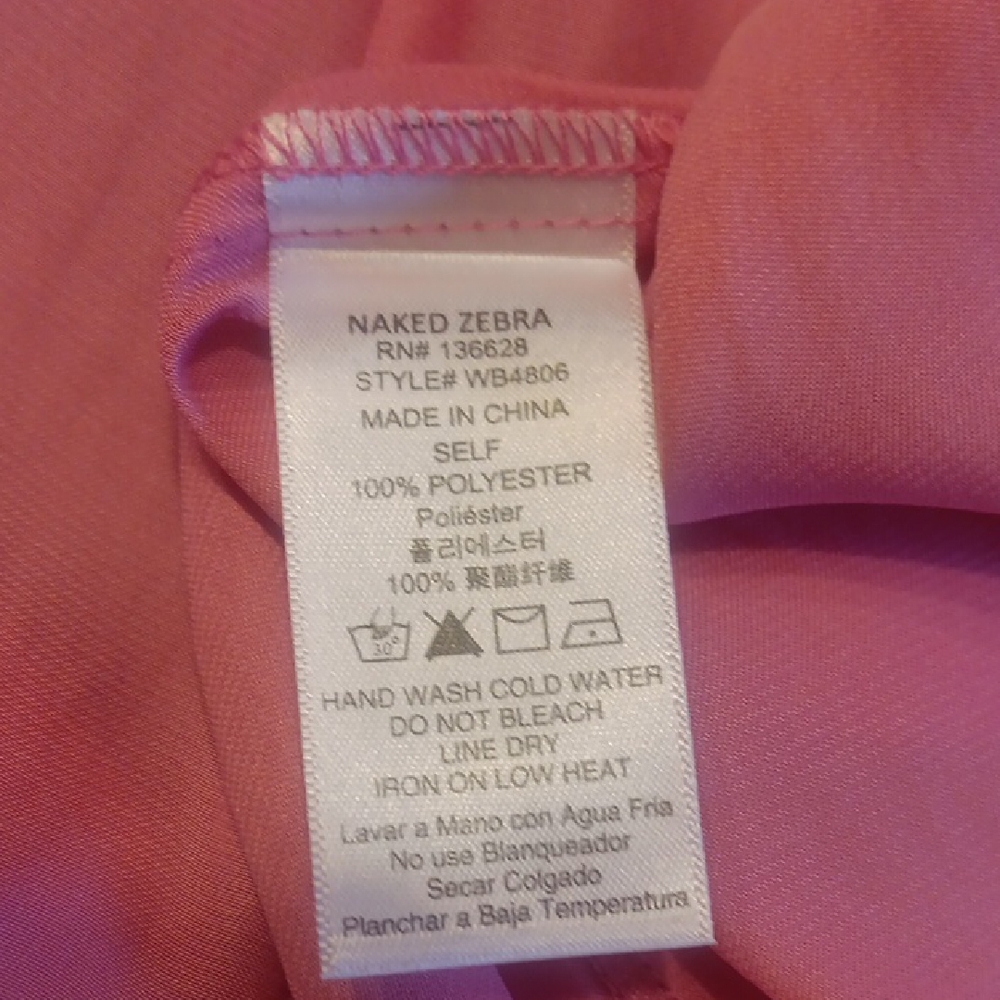 Naked Zebra Bubble Gum Punk High-low Collared Satin Blouse - Small - Picture 9 of 12